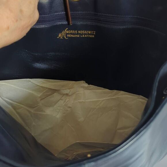 Vintage Morris  Moskowitz leather shoulder bag. NOS. Mid-Century mfg 190 - Picture 8 of 10